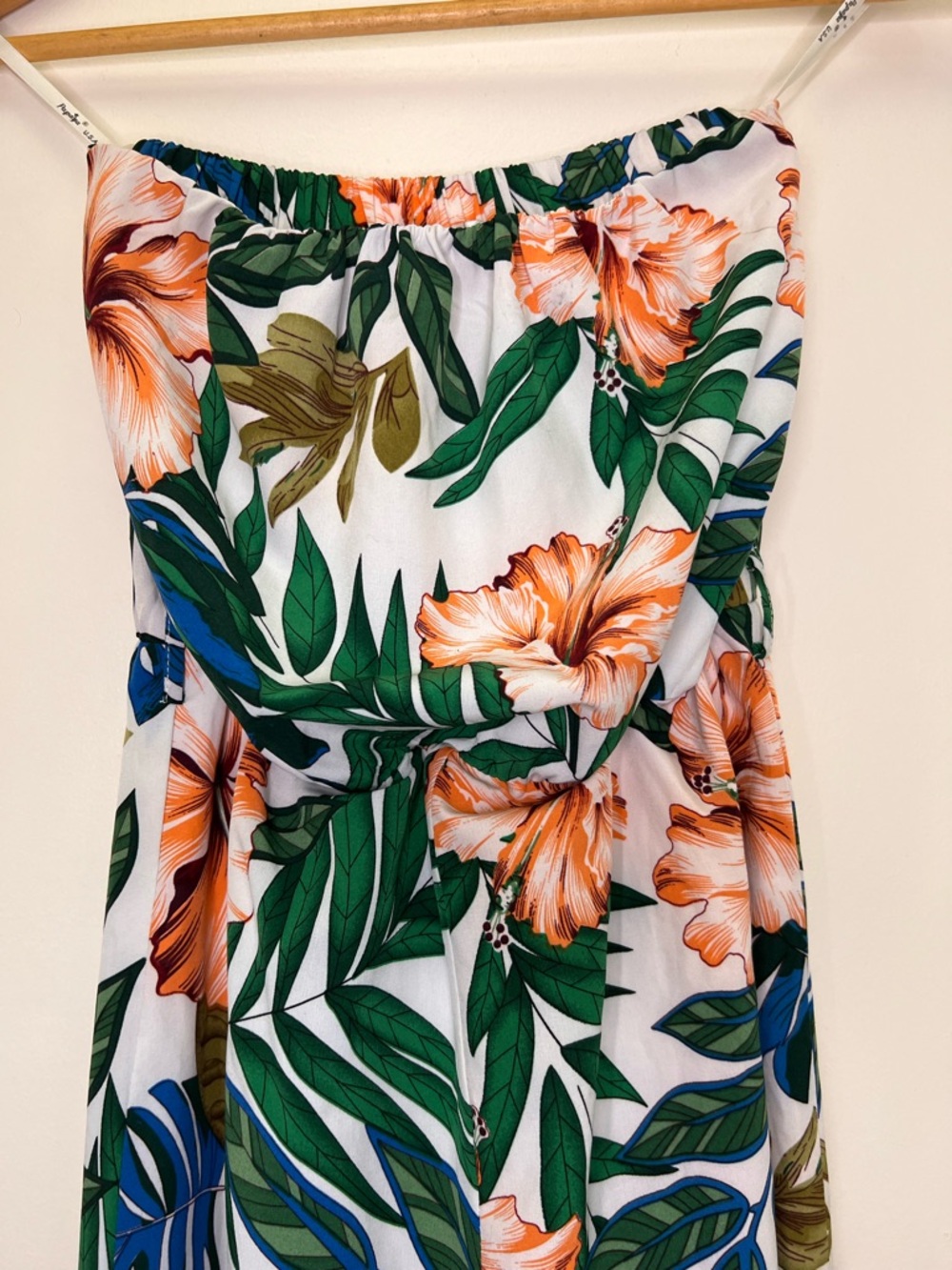 Papaya Tropical Floral Strapless Jumpsuit Wide Leg Resort Vacation Small - Picture 4 of 7